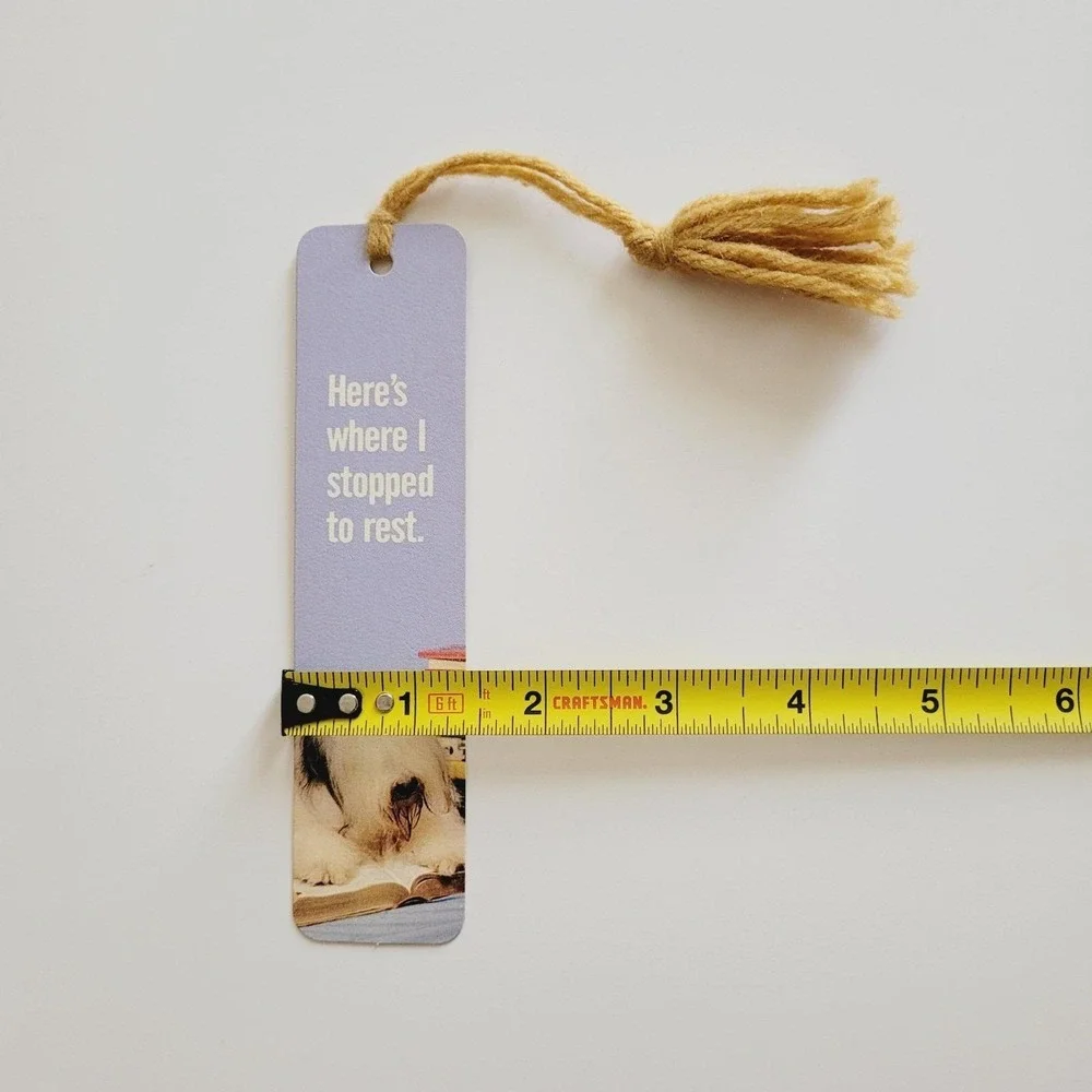 Vintage 70s sheepdog Sheep Dog Bookmark rest Tassel 1978 Antioch Bookplate H-216